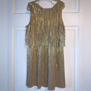 Zara Girls Gold pleated swing party dress